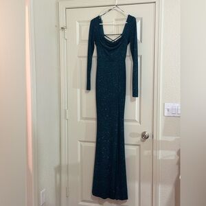 Windsor Sparkly Blue Fitted Long Sleeve Dress
